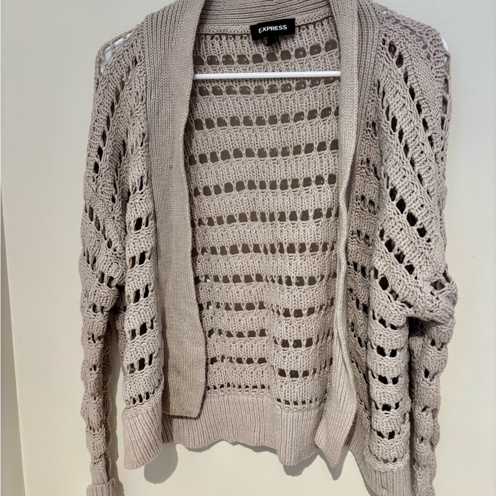 Express Women's Taupe Open Knit Cardigan